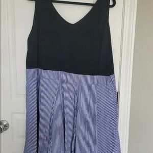 City Chic Plus Dress Xxl/24 Knit And Cotton Dress Blue Black Sleevless Stretchy